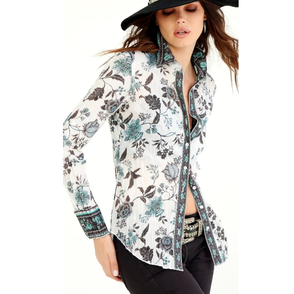 Elegant Floral Button Down Shirt for Women - Picture 5 of 5